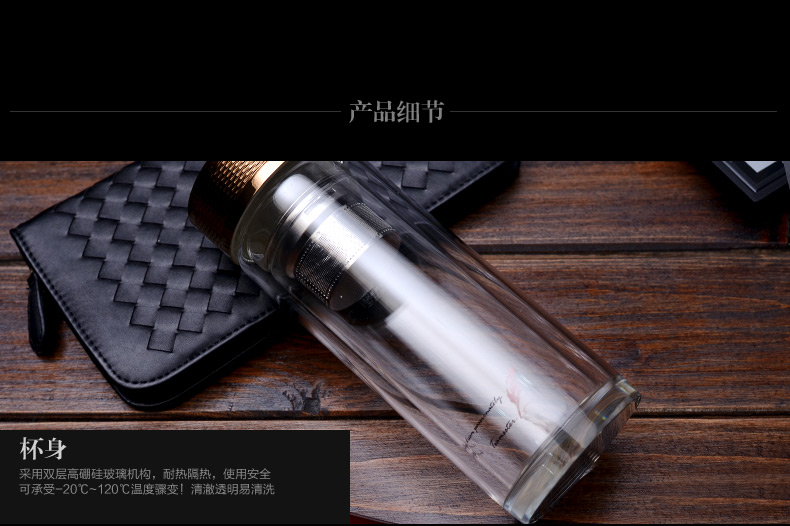 富光高檔雙層玻璃杯 耐熱水杯 商務(wù)加厚辦公室茶杯